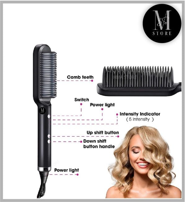 HQT-909B 2-in-1 Electric Hair Straightening & Curling Brush ā Professional Dual-Purpose Hair Styler (Random Color)