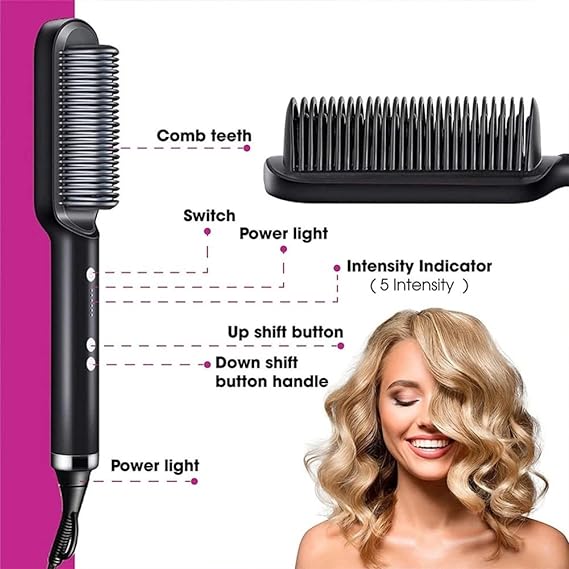 HQT-909B 2-in-1 Electric Hair Straightening & Curling Brush ā Professional Dual-Purpose Hair Styler (Random Color)