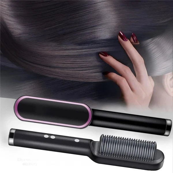 HQT-909B 2-in-1 Electric Hair Straightening & Curling Brush ā Professional Dual-Purpose Hair Styler (Random Color)