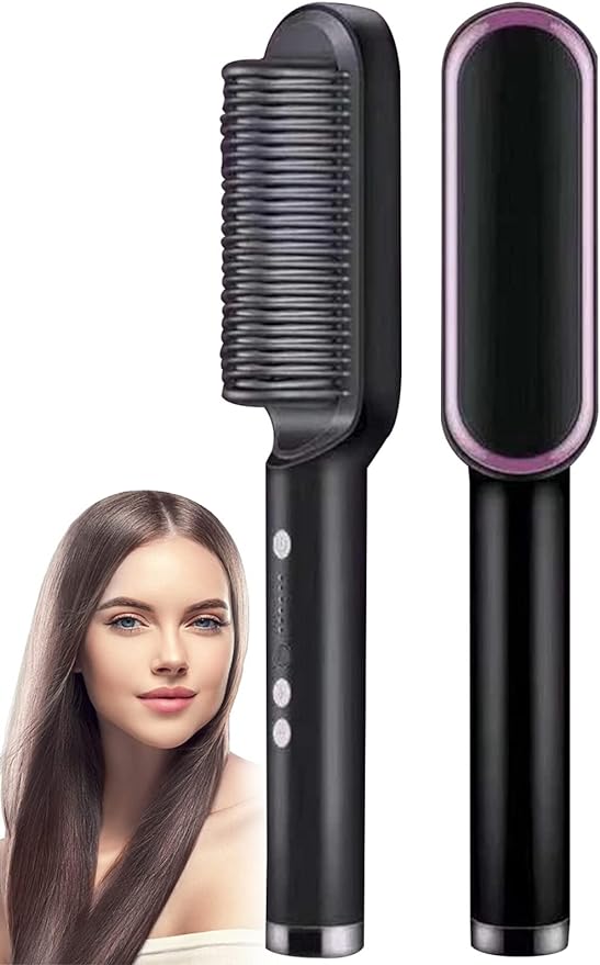 HQT-909B 2-in-1 Electric Hair Straightening & Curling Brush ā Professional Dual-Purpose Hair Styler (Random Color)