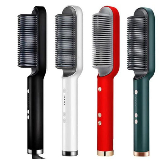 HQT-909B 2-in-1 Electric Hair Straightening & Curling Brush – Professional Dual-Purpose Hair Styler (Random Color)